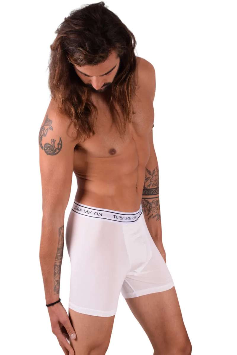 POP Sous-vêtements Turn Me On Boxer Long Bambou Hypoallergénique Classique Blanc 3