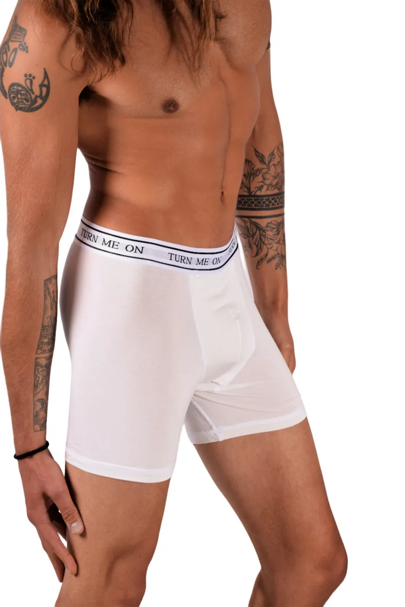 POP Sous-vêtements Turn Me On Boxer Long Bambou Hypoallergénique Classique Blanc 3