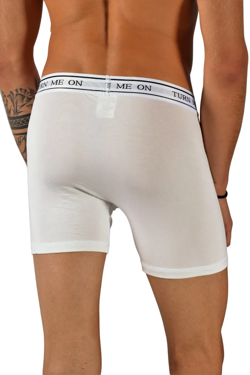 POP Sous-vêtements Turn Me On Boxer Long Bambou Hypoallergénique Classique Blanc 3