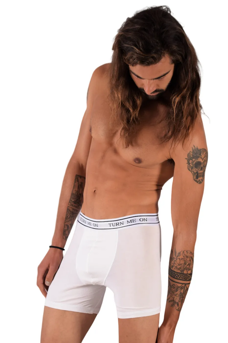POP Sous-vêtements Turn Me On Boxer Long Bambou Hypoallergénique Classique Blanc 3