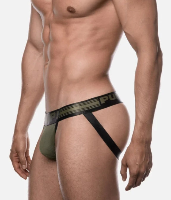 PUMP ! Jock Free-Fit Militaire JockStrap Noir Rib Passepoil 15035 P17