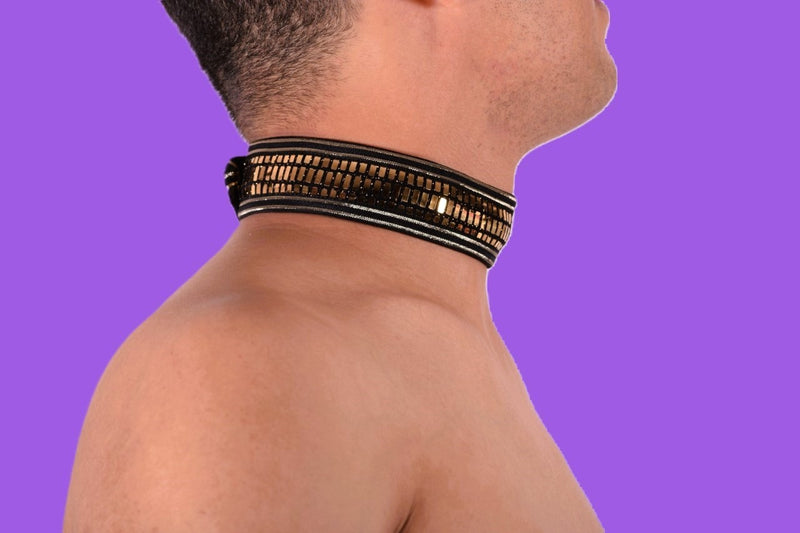 TOF PARIS Collier à col argenté à paillettes mode sequins or