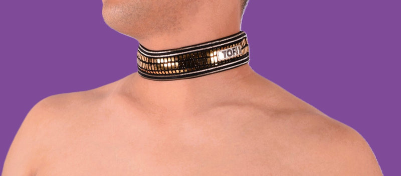 TOF PARIS Collier à col argenté à paillettes mode sequins or