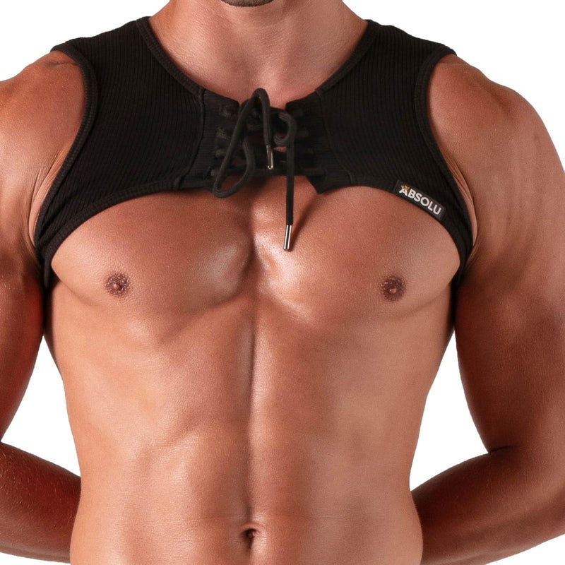 Absolu Male By TOF Ajustable Central Laced Harmess Ribbed Cottond Black 35