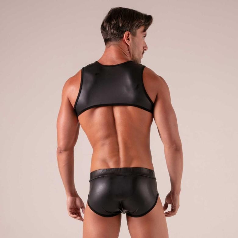 Absolu Male by TOF Bond'Ge* Lacing Briefs Adjustable Chic Faux - Leather Black 25