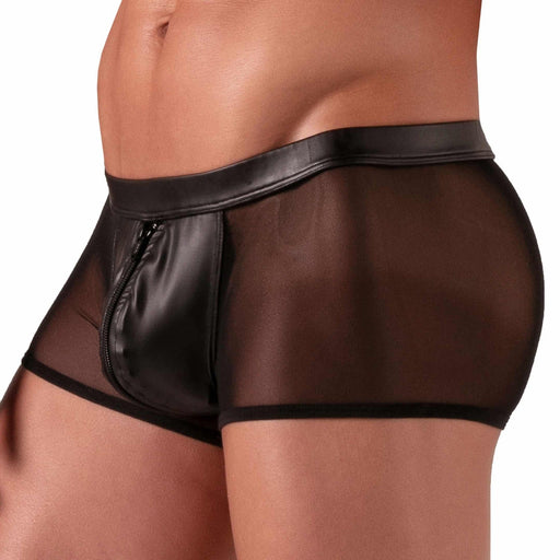 Absolu Male By TOF PARIS Rebel Zipped Boxer Trunks Secret Pocket Mesh Black 21