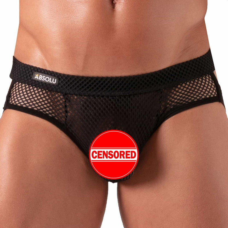 Absolu Male By TOF Seduction Jock Briefs Combo Soft Black Mesh Transparent 42