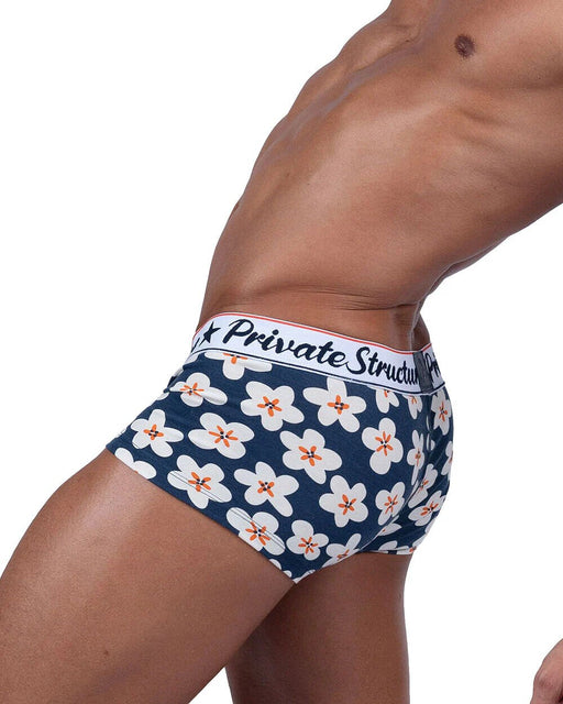Boxer PRIVATE STRUCTURE Classic Motif Mid - Waist Boxer Trunk 4505 Floral Navy2