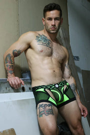 BREEDWELL Boxer - Jock Chock Dickmatized Chaps Combo Mesh Pockets Neon Green2