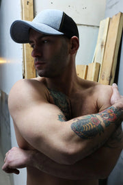 BREEDWELL Cap Loaded Denim Trucker Hat Cooler Mesh in Light Stonewall Wash2