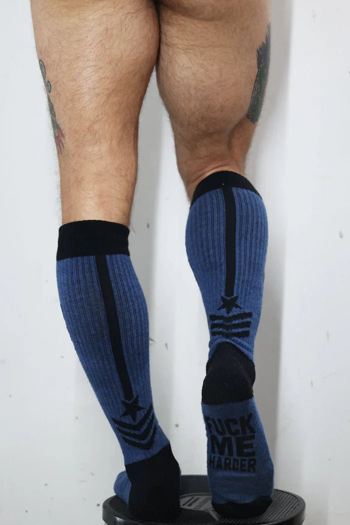 BREEDWELL Cockpit Long Socks With Soft Yarn Fabric Knee - Sock Navy4