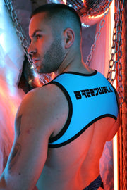 BREEDWELL Crop - Top Futura Tank Harness 3D Logo Stretch Jersey Aqua Blue 515