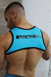 BREEDWELL Crop - Top Futura Tank Harness 3D Logo Stretch Jersey Aqua Blue 512