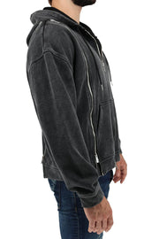 BREEDWELL Darkroom Hoodie Unique Zippers Heavy - Weight Knit Cotton Vest in Black4