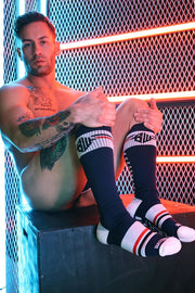 BREEDWELL Long Sock Locker - Room O/S College School Knee Socks Navy Blue 19 - SexyMenUnderwear.com