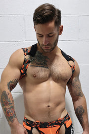 BREEDWELL Neo Camo 3 - Way Harness Removable Back & Claw Clips Neon Orange6