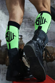 BREEDWELL Neo - Camo Sock Chevron Knee High Long Socks Neon Green7