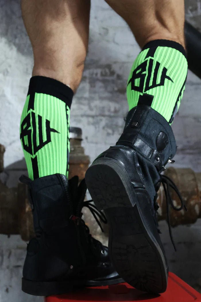 BREEDWELL Neo - Camo Sock Chevron Knee High Long Socks Neon Green7