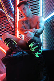 BREEDWELL Neo - Camo Sock Chevron Knee High Long Socks Neon Green2