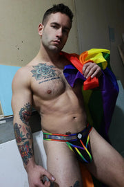 BREEDWELL Pure Pride Thongs Chevron Rainbow Holographic Foil Thong 466