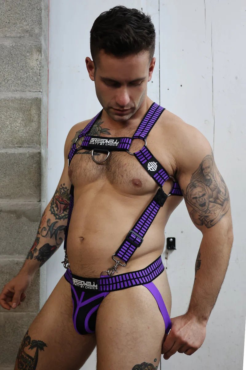 BREEDWELL Purpleicious Hybred Body Harness Double O - Rings Removable Center Strap 273