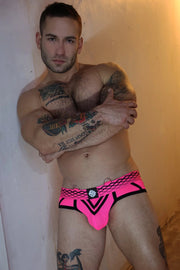 BREEDWELL Revolution Briefs 4 - Way Stretch Athletic Mesh Brief Neon Pink 282