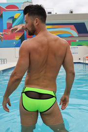 BREEDWELL Swim - Briefs Expose Neon Green Swimwear Mesh Panel 406