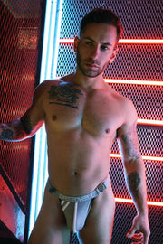 BREEDWELL Thongs Locker - Room PVC Patch Centered Jaquard Logo Grey4