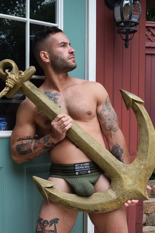 Jockstrap BREEDWELL CUMDUMP Jockstrap tissé à l'ancienne Vert armée classique 9