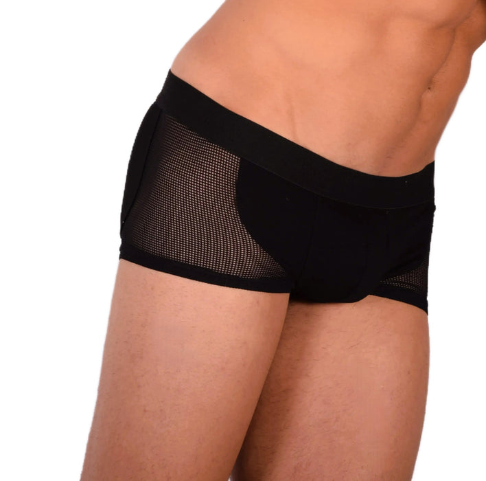 DOREANSE Mens Boxer brief sexy side mesh fabric Black 1705 133