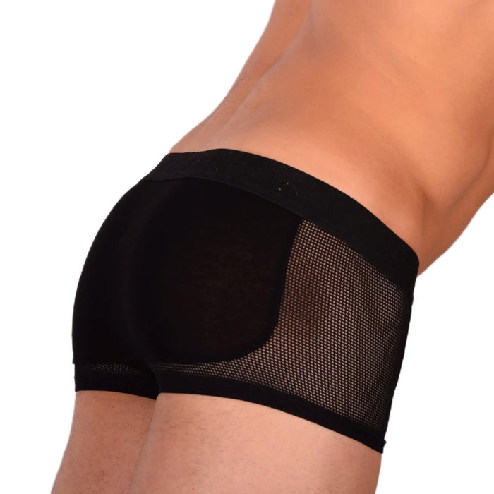 DOREANSE Mens Boxer brief sexy side mesh fabric Black 1705 132