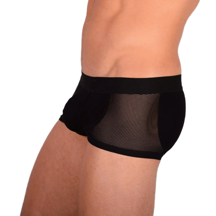 DOREANSE Mens Boxer brief sexy side mesh fabric Black 1705 135