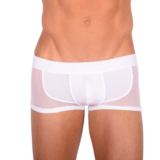 DOREANSE Mens Boxer brief sexy side mesh fabric White 1705 132