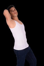 DOREANSE Tank Top Solid Muscle Narrow Neck Cotton White 2255 4A6