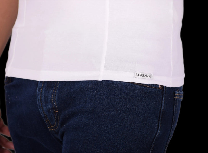 DOREANSE Tank Top Solid Muscle Narrow Neck Cotton White 2255 4A2