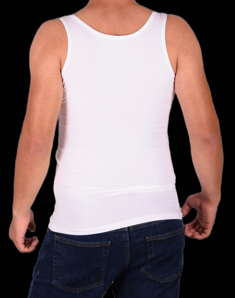 DOREANSE Tank Top Solid Muscle Narrow Neck Cotton White 2255 4A3