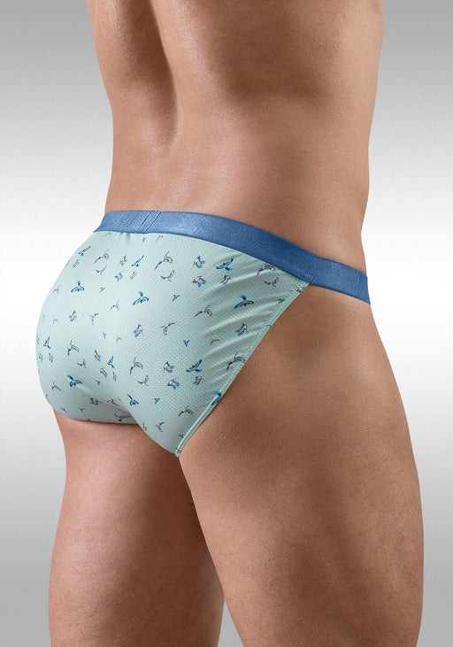 ErgoWear Bikini Brief SLK SE Micro Mesh Tanga Briefs in Blue Frost Birds 1777 841