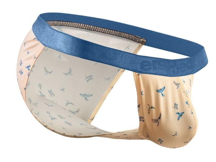 ErgoWear Bikini Brief SLK SE Micro Mesh Tanga Briefs in Peach Birds 1773 845