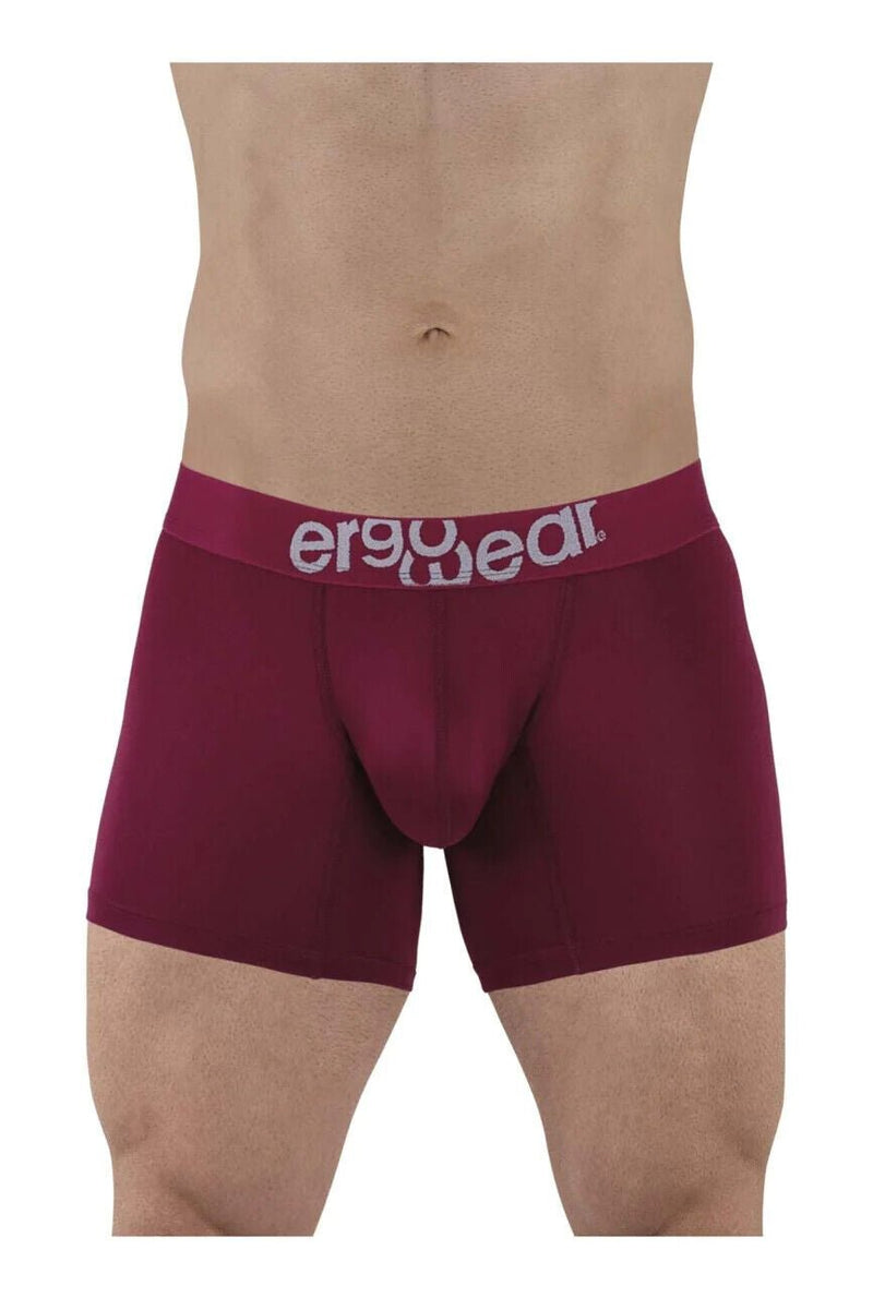 ErgoWear Boxer Trunks HIP Low - Rise Stretchy Boxer Seamed Pouch Plum Red 15013
