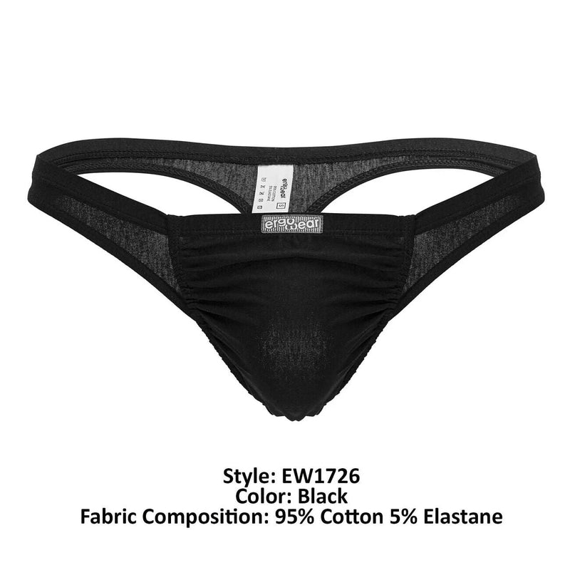 ErgoWear Cotton Thongs FEEL GR8 Pouch Lightweight Thong Black 1726 12110