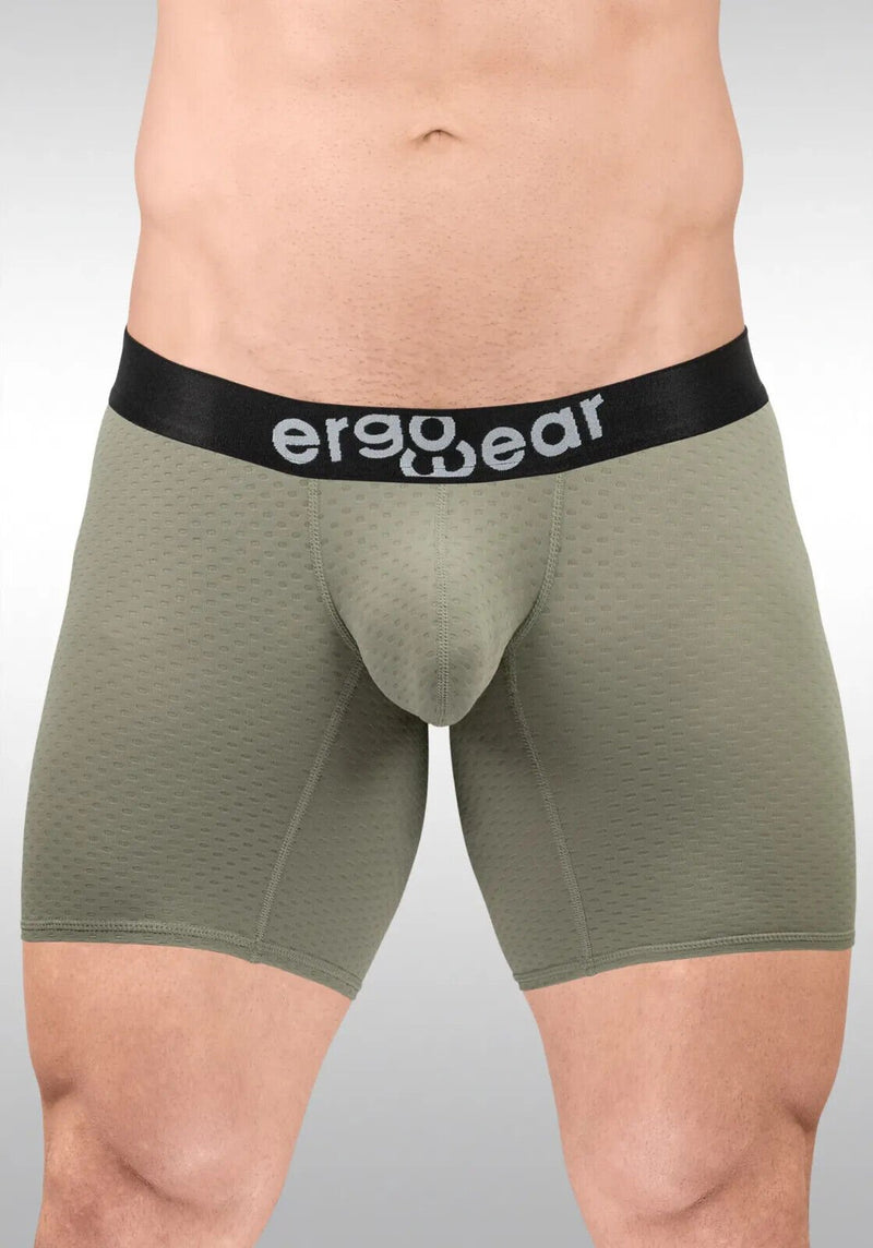 ErgoWear Long Boxer Briefs MAX Flow 3D - Pouch Perforated Midcut Smoke Green 16806