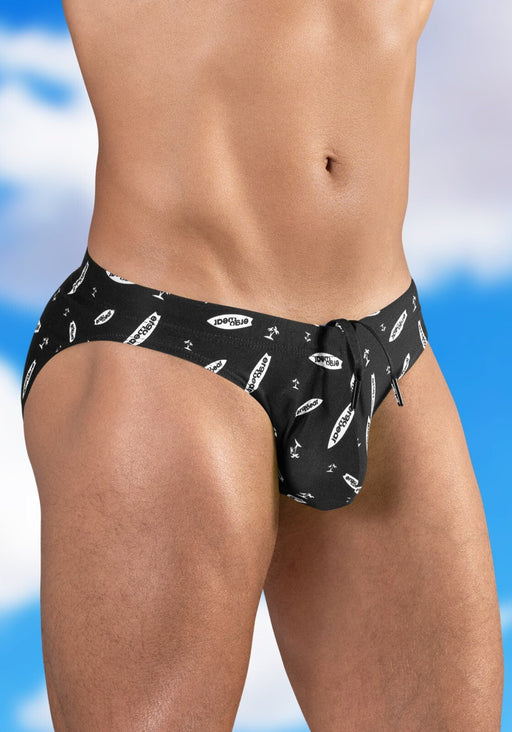 ErgoWear Low - Rise Swimwear X4D SW Swim Briefs Bikini Cut in Black/Surfboard 17661