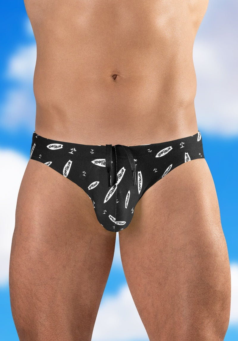 ErgoWear Low - Rise Swimwear X4D SW Swim Briefs Bikini Cut in Black/Surfboard 17662
