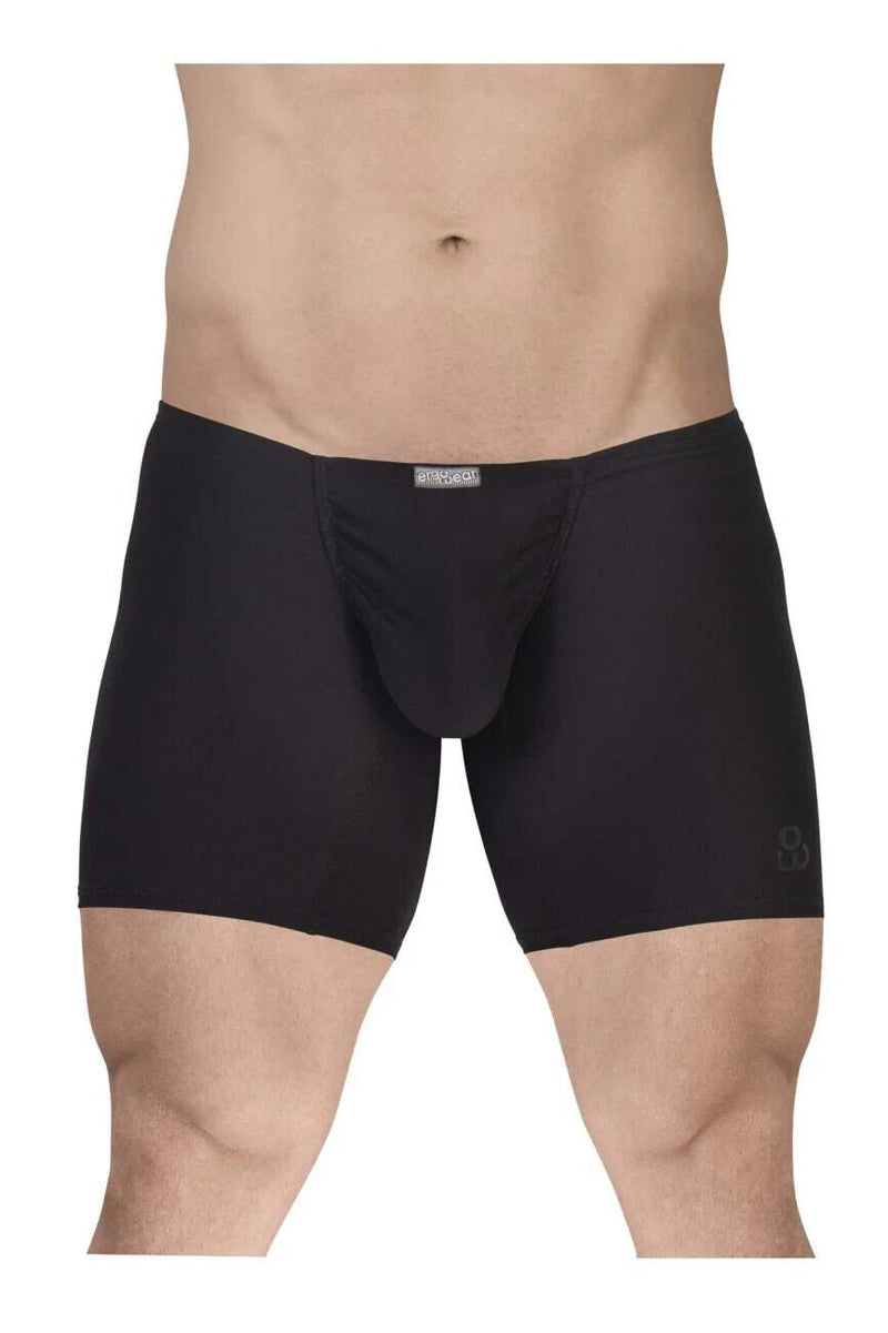 ErgoWear Mid - Cut Boxer Briefs Feel GR8 Cotton Long Boxer in Classic Black 17295