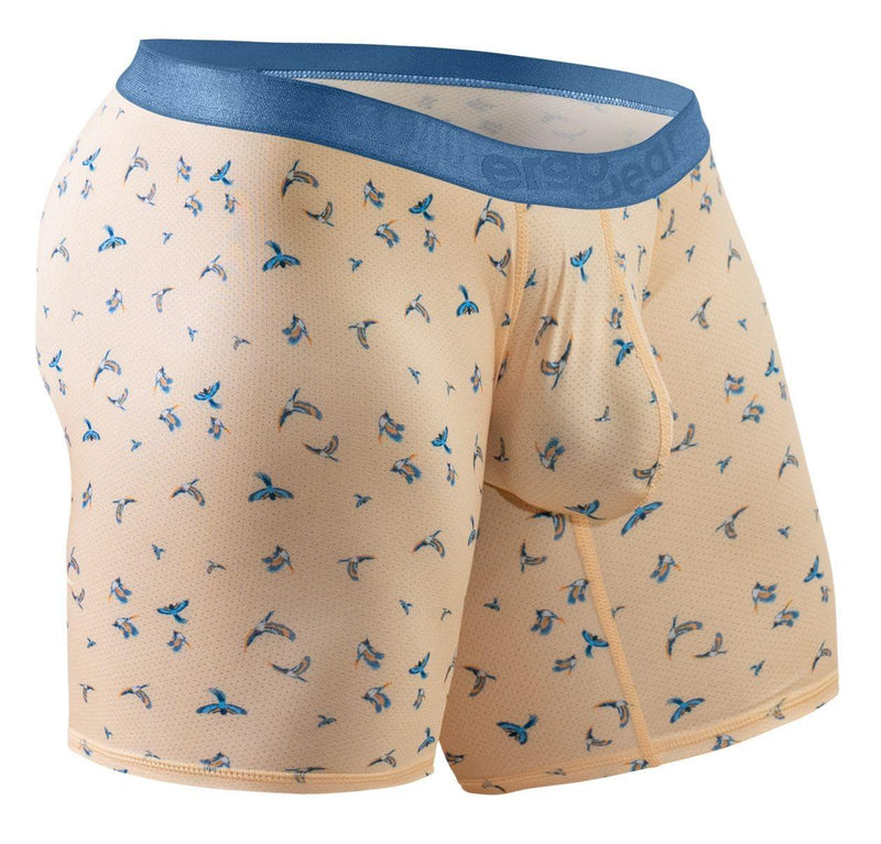 ErgoWear Midcut SLK SE Long Boxer Micro Mesh 3D Pouch in Peach Birds 1775 896