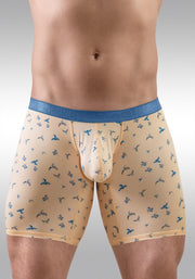 ErgoWear Midcut SLK SE Long Boxer Micro Mesh 3D Pouch in Peach Birds 1775 894