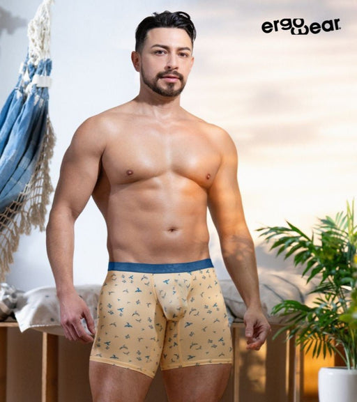 ErgoWear Midcut SLK SE Long Boxer Micro Mesh 3D Pouch in Peach Birds 1775 892