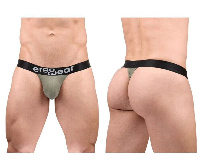 ErgoWear String MAX Flow 3D Pouch Micro - Perforated Thong Smoke Green 16774