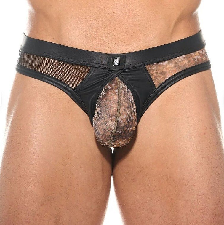 Gregg Homme Briefs With Maximiser Pouch Sheer Side Black Cobra Print 201023 G69A3
