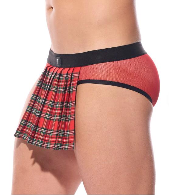 Gregg Homme Kilt Brief Combo Open Pouch KINKILT Soft Red Mesh Briefs 210503 GT41